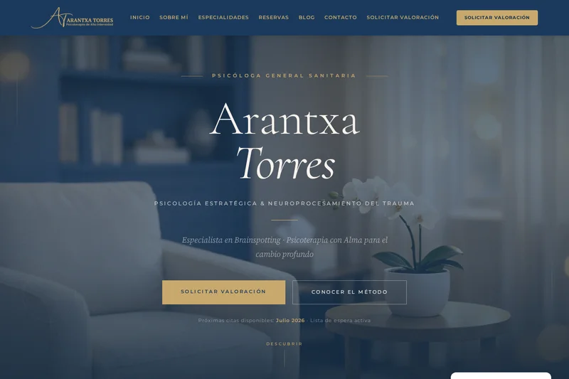 Diseño web para psicóloga Arantxa Torres por wearelineacreativa