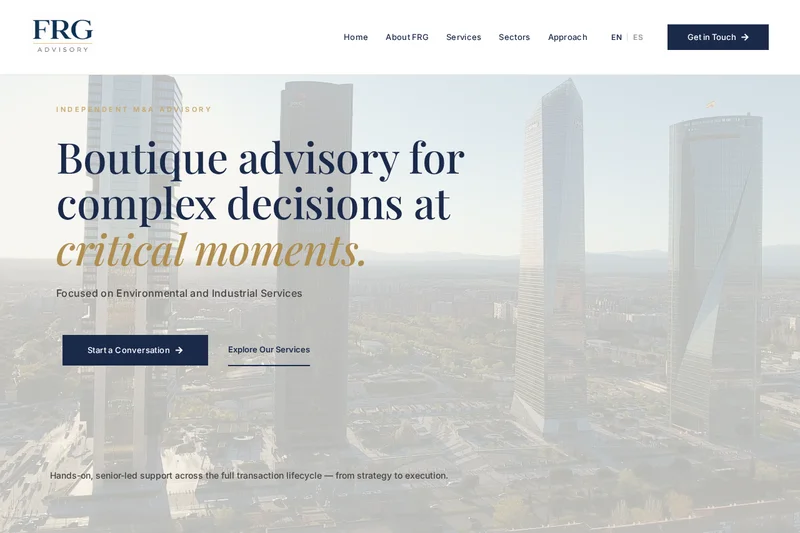 Diseño web corporativo para FRG Advisory por wearelineacreativa